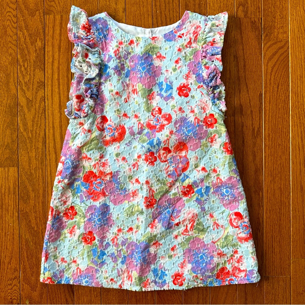 Pippa & Julie girls size 5 cotton eyelet floral sleeveless Easter Spring dress